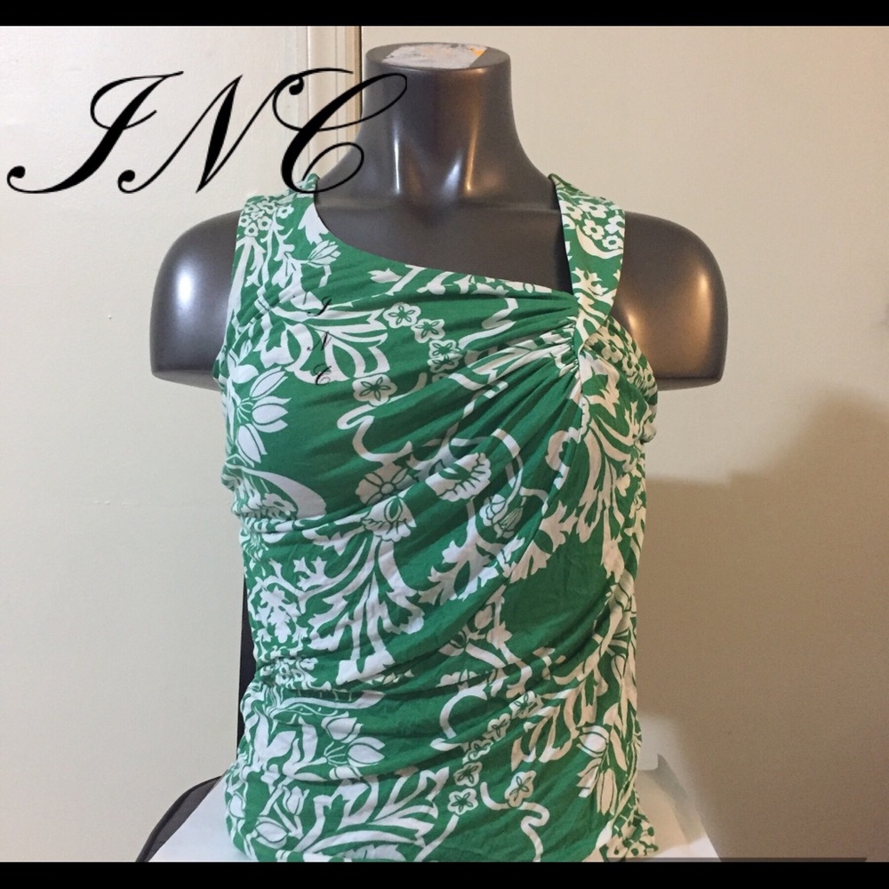 INC Sleeveless green and white tank top